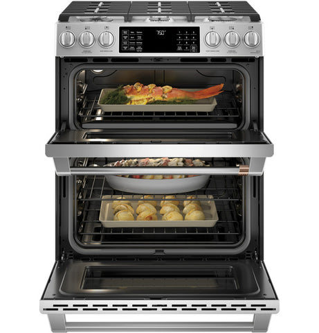 GE Café 30" Smart Slide-In, Front-Control, Gas Double-Oven Range with Convection