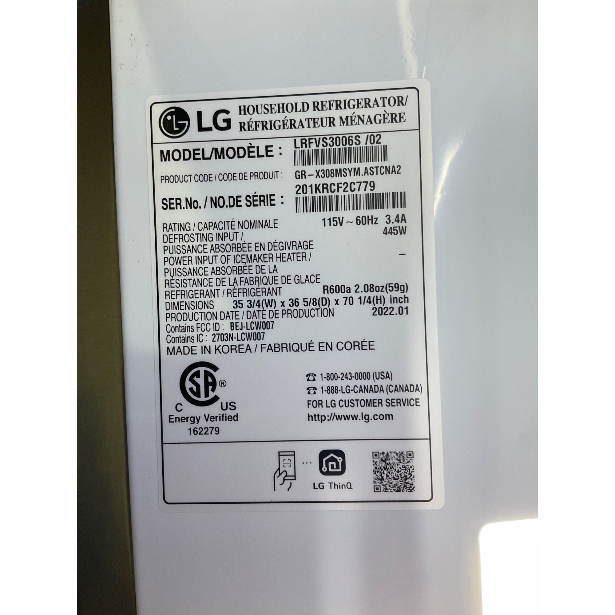 LG 30 cu. ft. Smart wi-fi Enabled InstaView™ Door-in-Door® Refrigerator with Craft Ice™ Maker (LRFVS3006S)