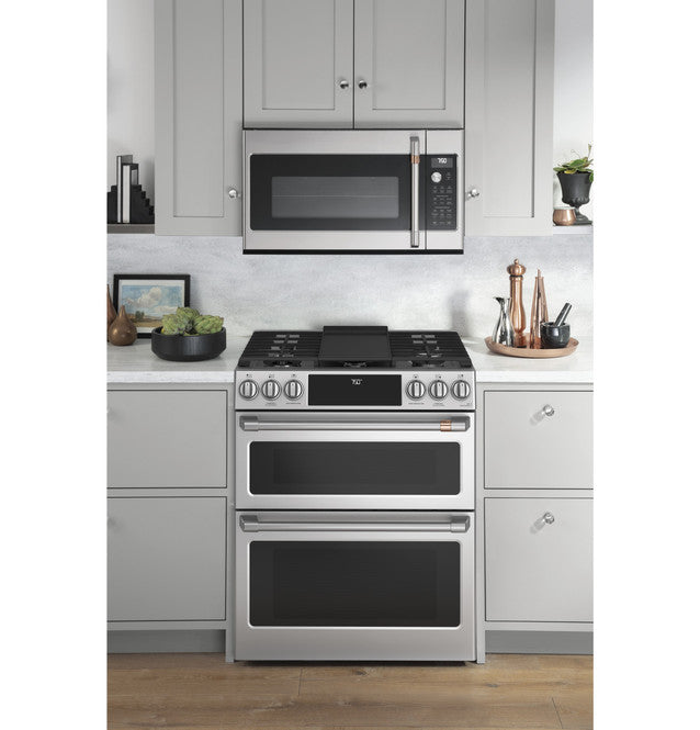 GE Café 30" Smart Slide-In, Front-Control, Gas Double-Oven Range with Convection