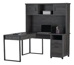 Realspace® DeJori 59"W L-Shape Corner Desk With Hutch "Charcoal"