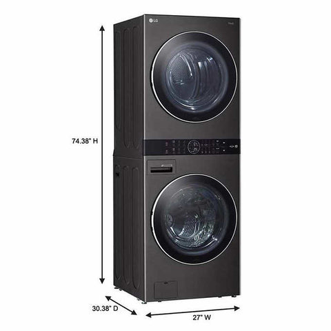 (WKEX200HBA) Single Unit Front Load LG WashTower with Center Control 4.5 cu. ft. Washer and 7.4 cu. ft. Electric Dryer