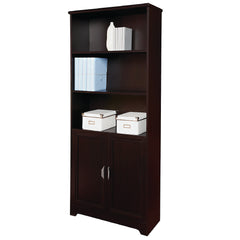 Realspace® Magellan 72"H 5-Shelf Contemporary Bookcase With Doors "Espresso/Dark Finish"