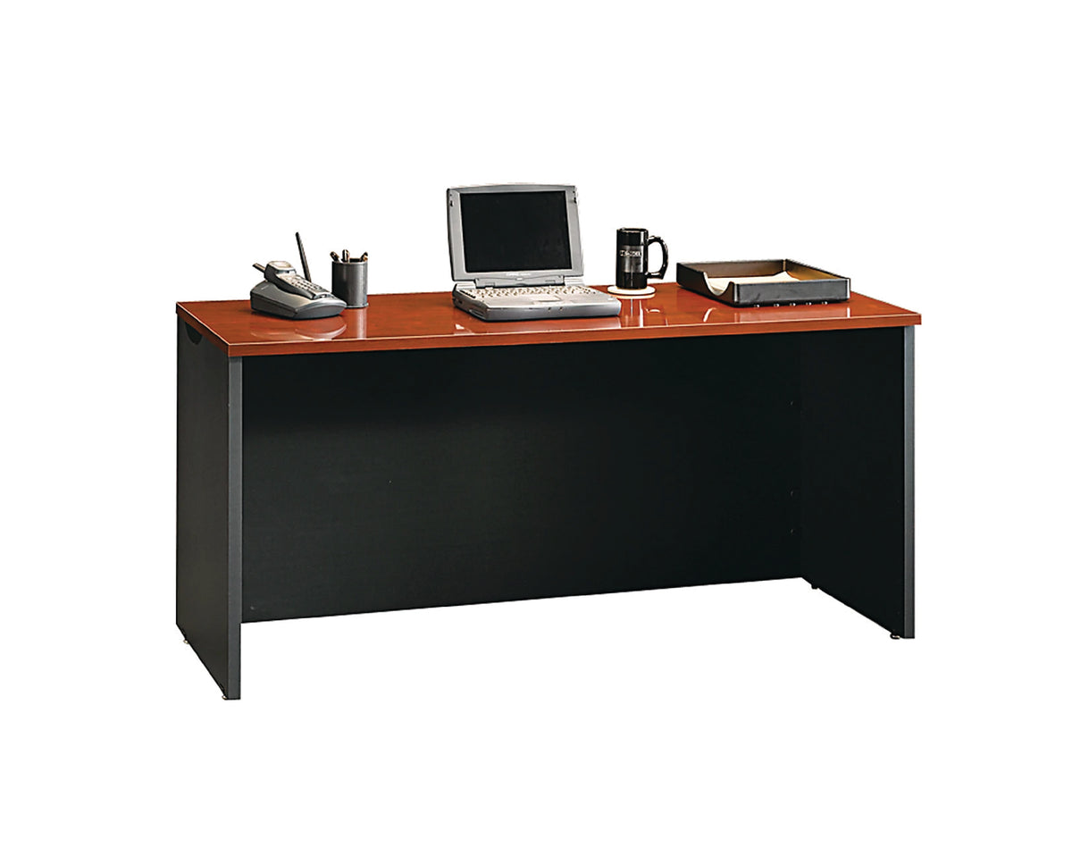 Sauder® Via 60"W Computer Desk Credenza "Classic Cherry/Soft Black"