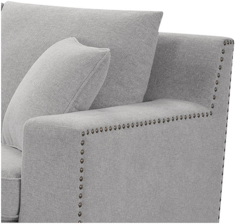 Constantine 119.5 in. W Square Arm 3pc Polyester L Shaped Sectional, Light Gray