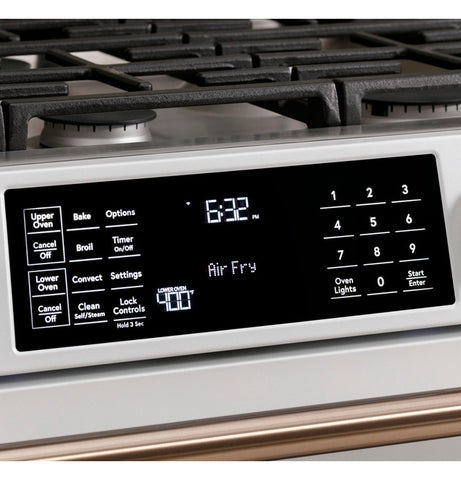 GE Café 30" Smart Slide-In, Front-Control, Gas Double-Oven Range with Convection