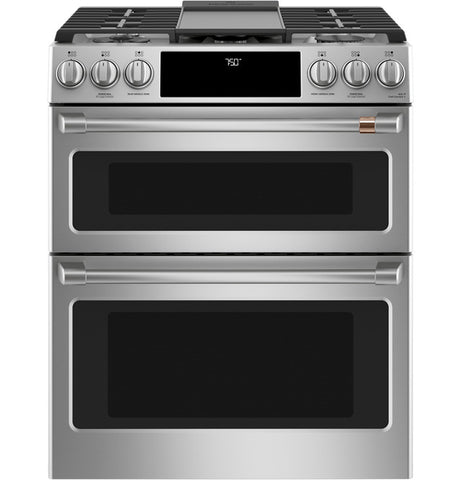 GE Café 30" Smart Slide-In, Front-Control, Gas Double-Oven Range with Convection