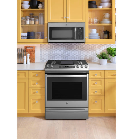 GE® 30" Slide-In Front-Control Convection Gas Range with No Preheat Air Fry JGS760SPSS