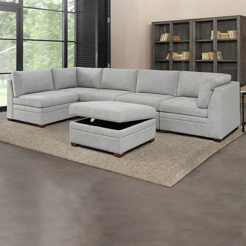 Thomasville Tisdale Fabric Sectional with Storage Ottoman Light Gray