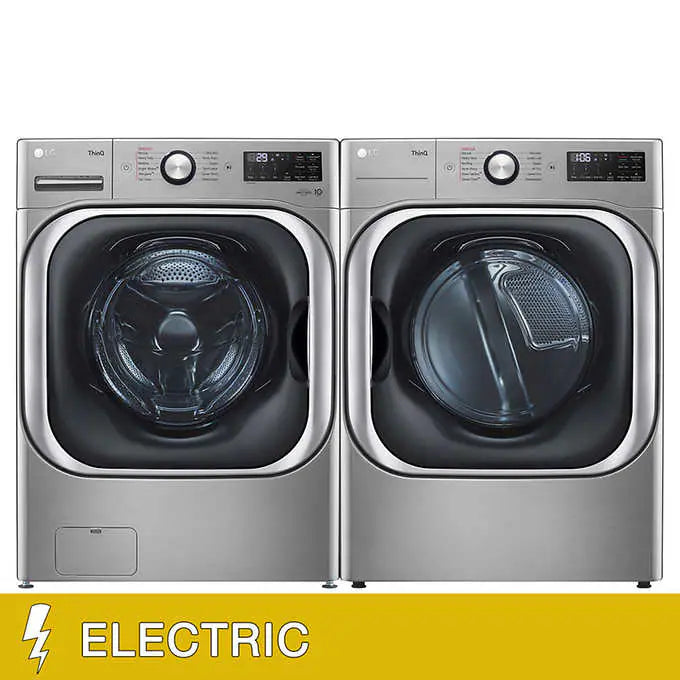 LG 5.2 cu. ft. Mega Capacity Front Load Washer and 9.0 cu. ft. Mega Capacity ELECTRIC Dryer with Built-In Intelligence