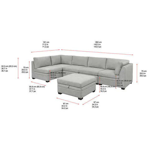 Thomasville Tisdale Boucle Modular Sectional w Storage Ottoman ...