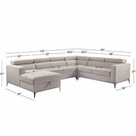 Blaise Fabric Sectional with Storage Chaise