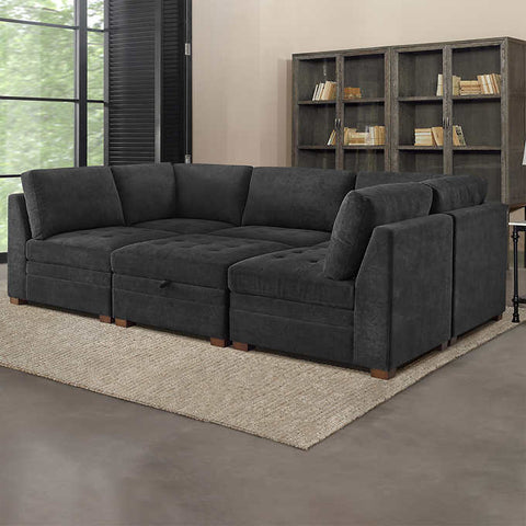 Thomasville Tisdale Fabric Sectional with Storage Ottoman Dark Gray