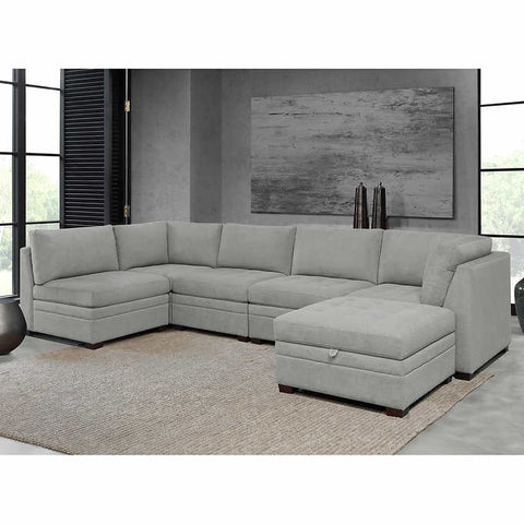 Thomasville Tisdale Fabric Sectional with Storage Ottoman Light Gray