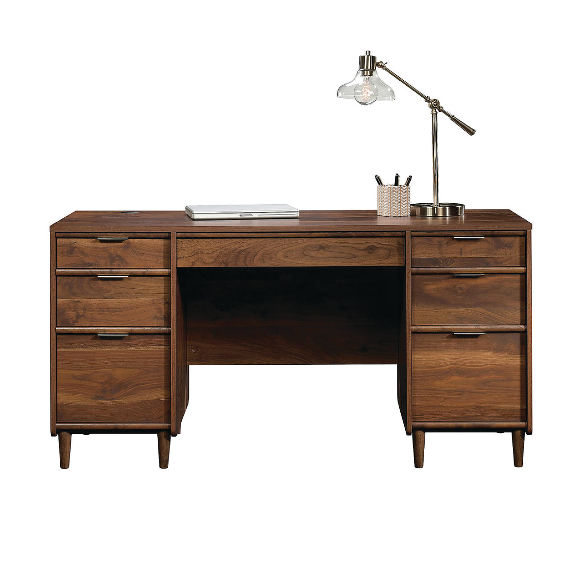 Sauder® Clifford Place 59"W Mid-Century Executive Computer Desk "Grand Walnut"