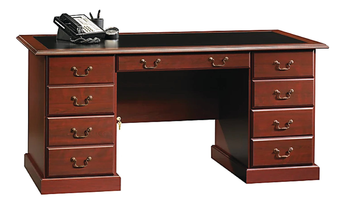 Sauder® Heritage Hill 65"W Double-Pedestal Writing Desk "Classic Cherry"