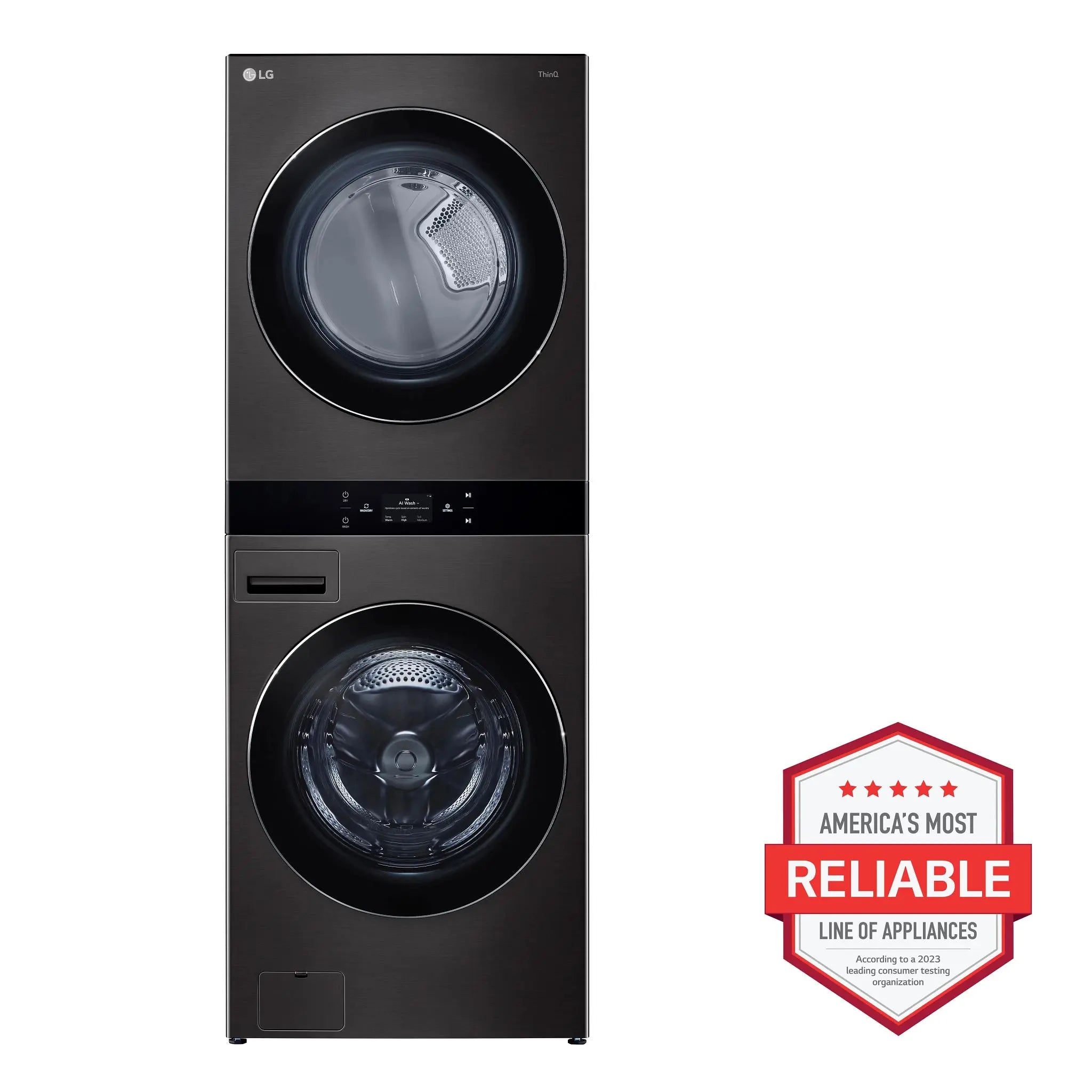 (WKEX300HBA) Single Unit Front Load LG WashTower with Center Control 5.0 cu.ft. Washer & 7.4 cu.ft. Electric Dryer